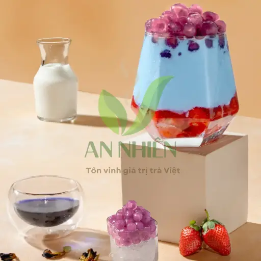 Set Coctail dâu tây hoa đậu biếc(Set tự pha tại nhà)