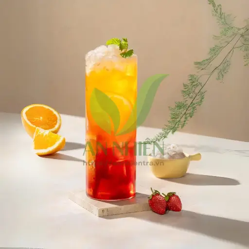 Coctail cam dâu trân châu dừa mè